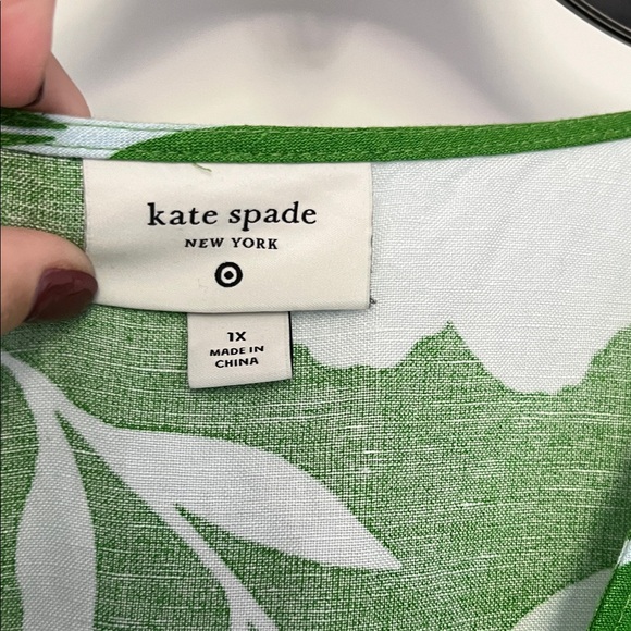 Kate Spade NY x Target Rose Linen Maxi Dress 1X Green /Blue Long Sleeve Dress - Picture 3 of 11
